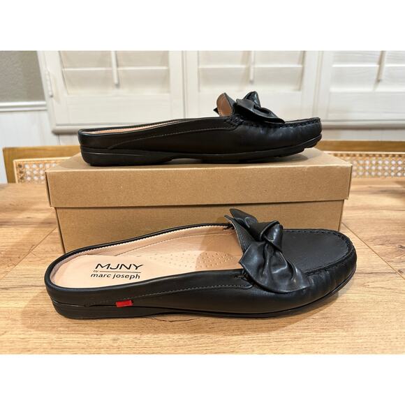 MJNY Marc Joseph Diane Street Flats Black Nappa Leather Size 9.5 NIB Chic Comfy - Picture 2 of 15